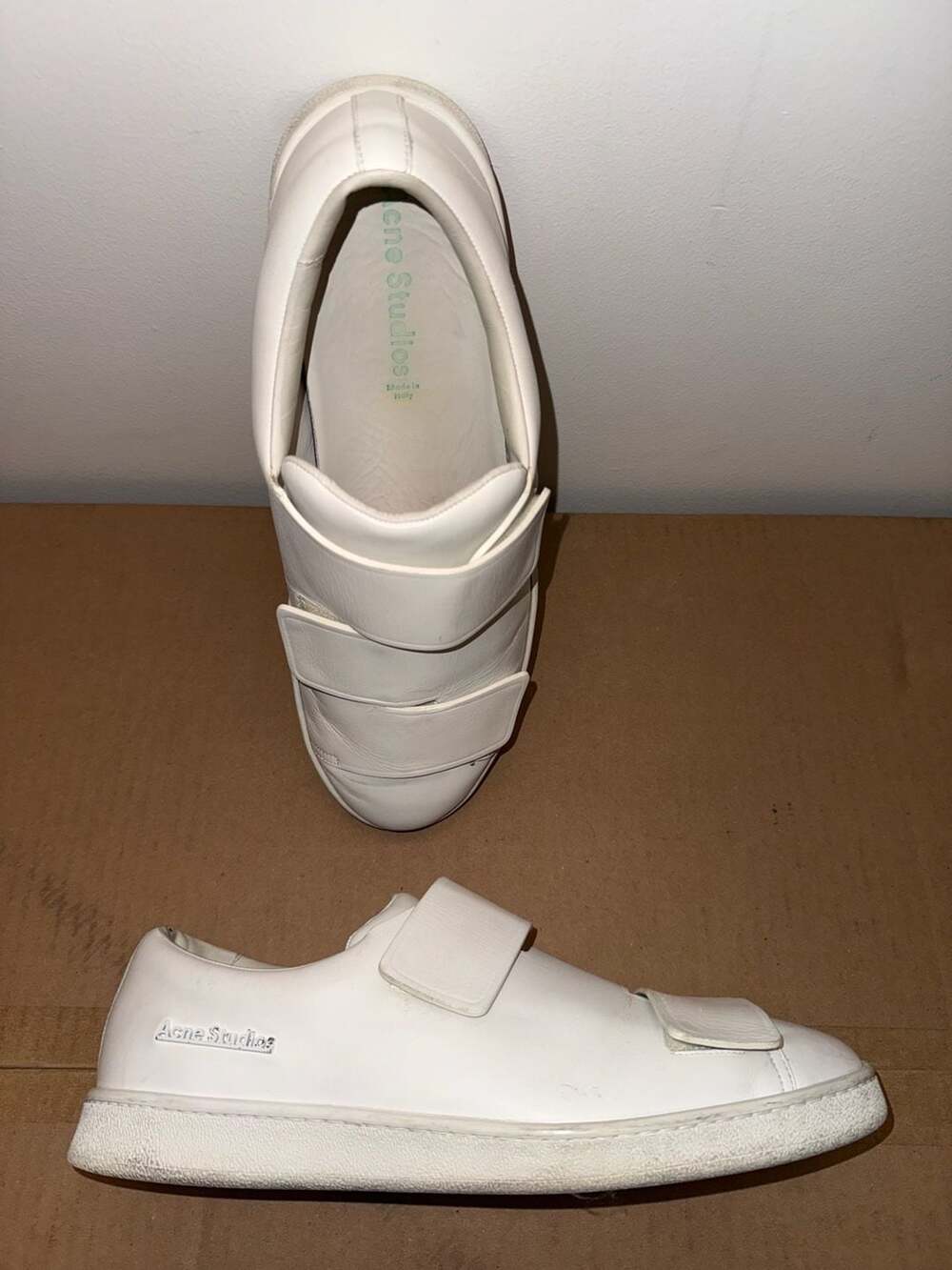 Acne Studios White Leather Triple Strap Sneakers Shoes